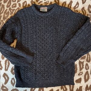 Aran Crafts Charcoal Cable Knit Crewneck Sweater